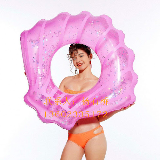 Title 5, Inflatable sequined shell swimming ring floatin...