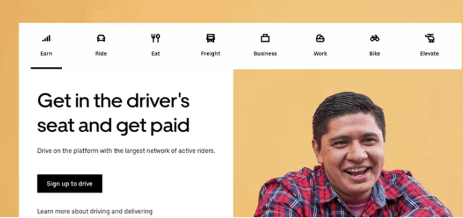 Uber  App Landing page