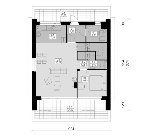 Sześcienny M1-6 - Rzut parteru