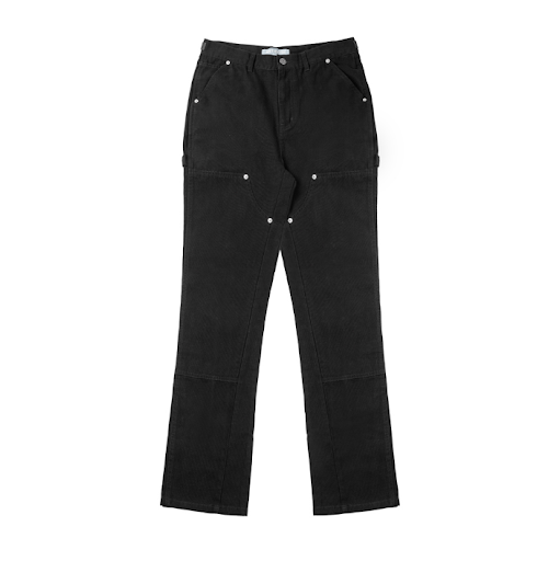 Title 6, Deconstructed flared casual overalls with patch...