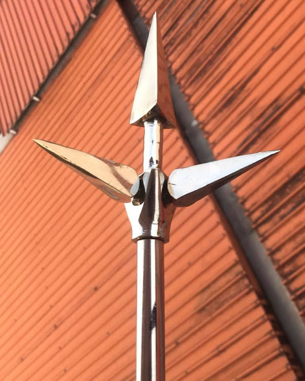 A closer view of a lightning arrestor on a house in Kakamega.