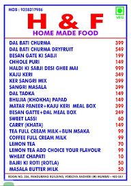 H&F home made food menu 1