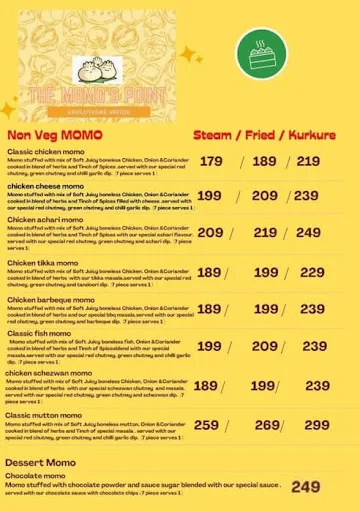The Momo's Point menu 