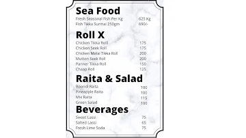 Indian Rawalpindi menu 