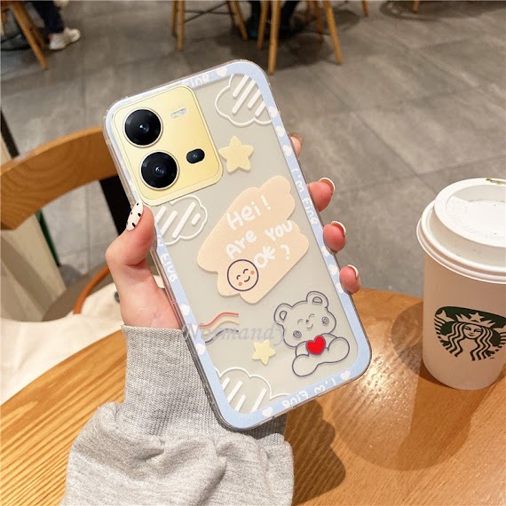 Vỏ Điện Thoại Ready Stock New Casing Vivo V25 V25E Y35 Y16 Y22S 5G 4G 2022 Transparent Smartphone Case Cute Cartoon Love Bear Pattern Silicagel Tpu Soft Case Shockproof Protection Back Cover