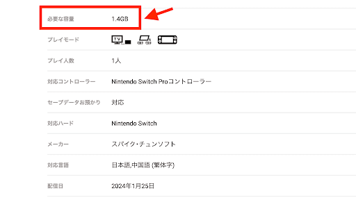 ダウンロード用の1.4Gを空けておく