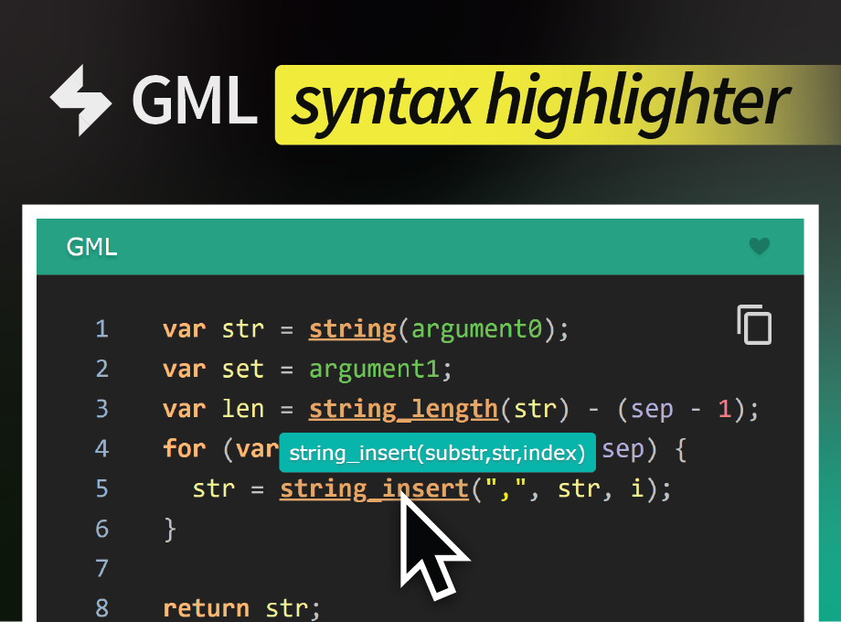 GML Syntax Highlighter Preview image 1