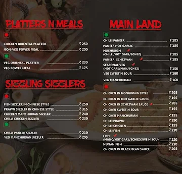 Tropical Chinese menu 