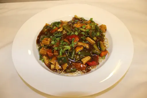 Veg Pan Fried Noodles With Chilli Bean