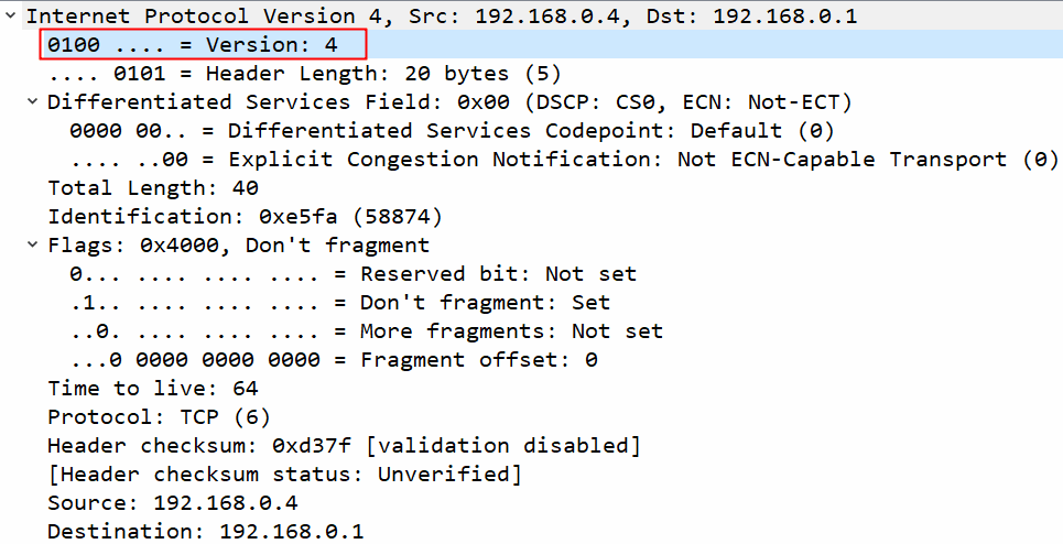 IP version field 