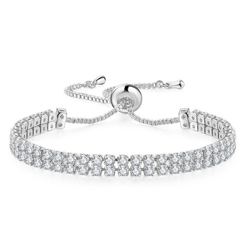 Title 6, Fashion Double Row Zircon Bracelet For Women Rh...