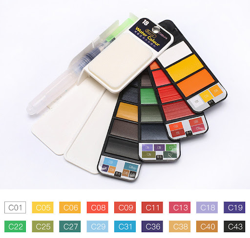 Title 2, Fan-shaped foldable solid watercolor paint for ...