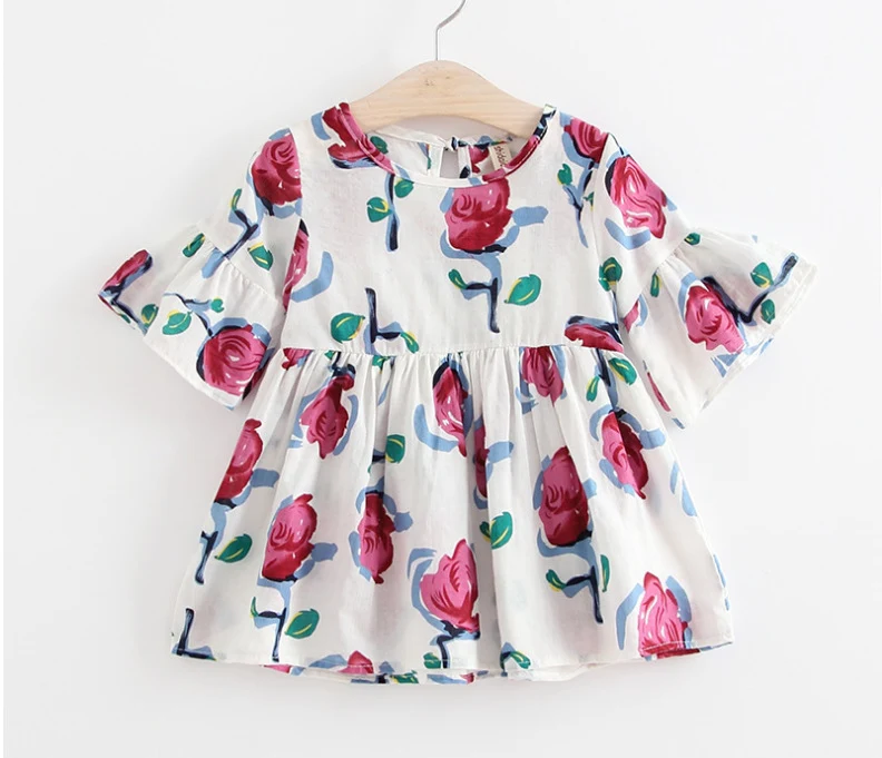 Title 7, Robe fille en coton imprimé avec jupe et manche...