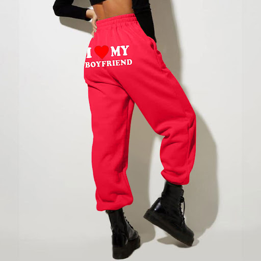 Title 6, "I Love MY BOYFRIEND" Printed Trousers Casual S...