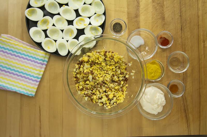 Deviled Egg Filling In Bowl