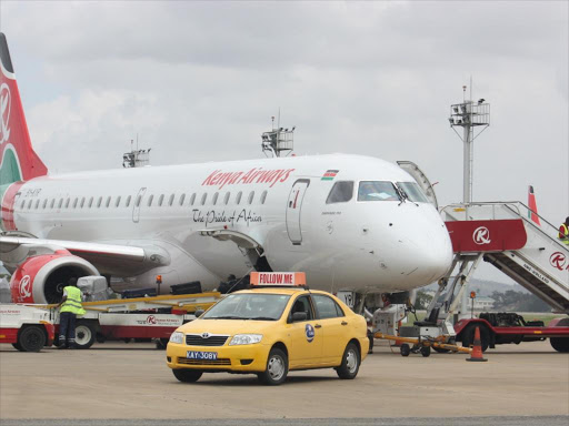 Kenya Airways plane at the Moi International Airport. Photo/File