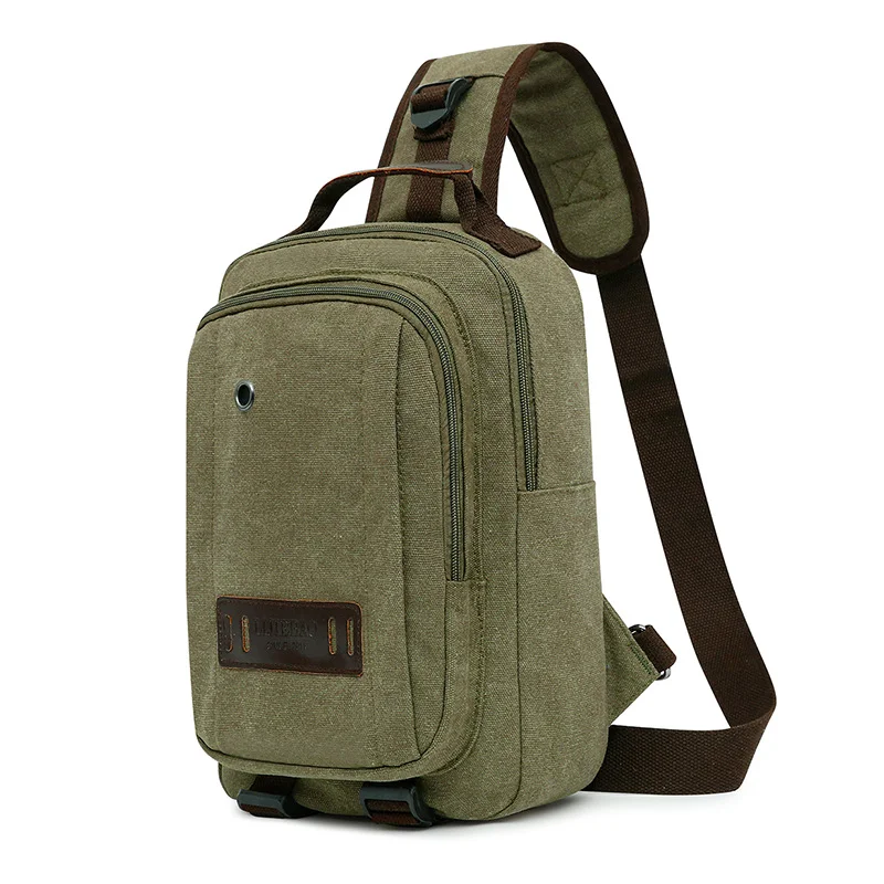 Bolsa de peito de lona masculina, bolsa mensageiro para lazer ao ar livre, prática e versátil, perfeita para transportar itens essenciais com conforto e segurança.