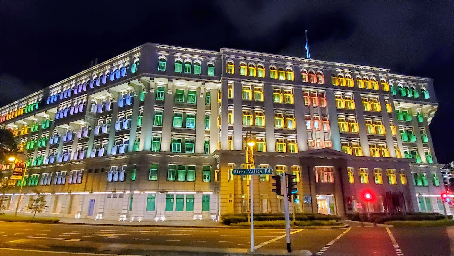 Old Hill Street Police Station, the building with the colorful rainbow windows