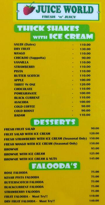 Juice Nest menu 