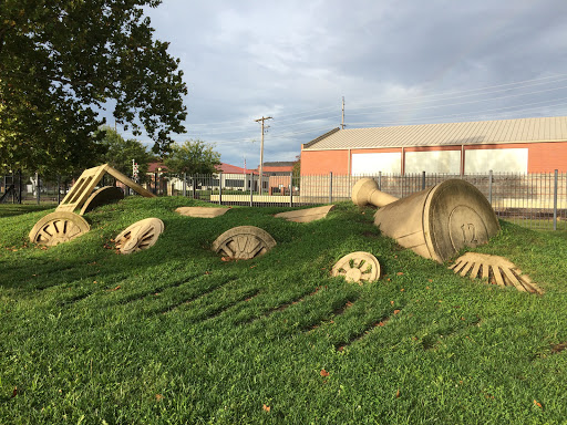 Cement Train Engine Sculpture