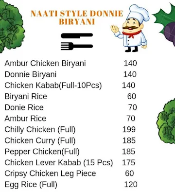 Naati Style Donnie Biryani menu 