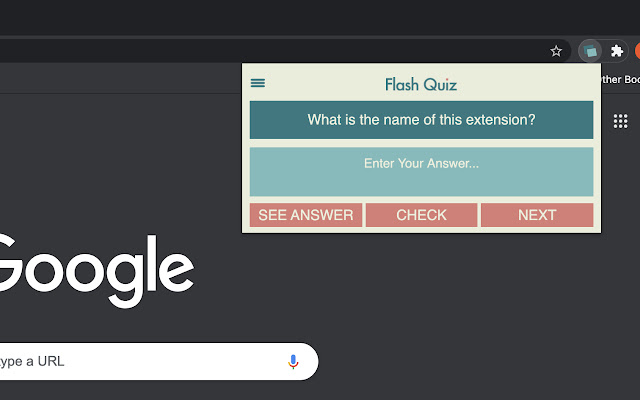 Flash Quiz chrome extension