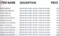 Paratha Rasoi menu 1