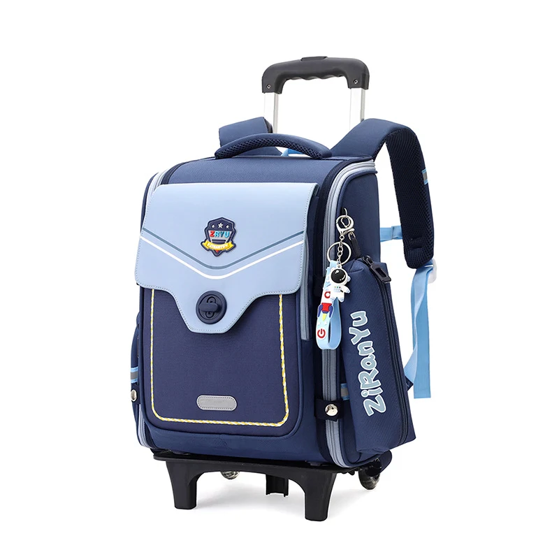 Afneembare trolley schooltas voor basisschoolleerlingen, gemakkelijk te vervoeren, ruim en met handige opbergvakken.