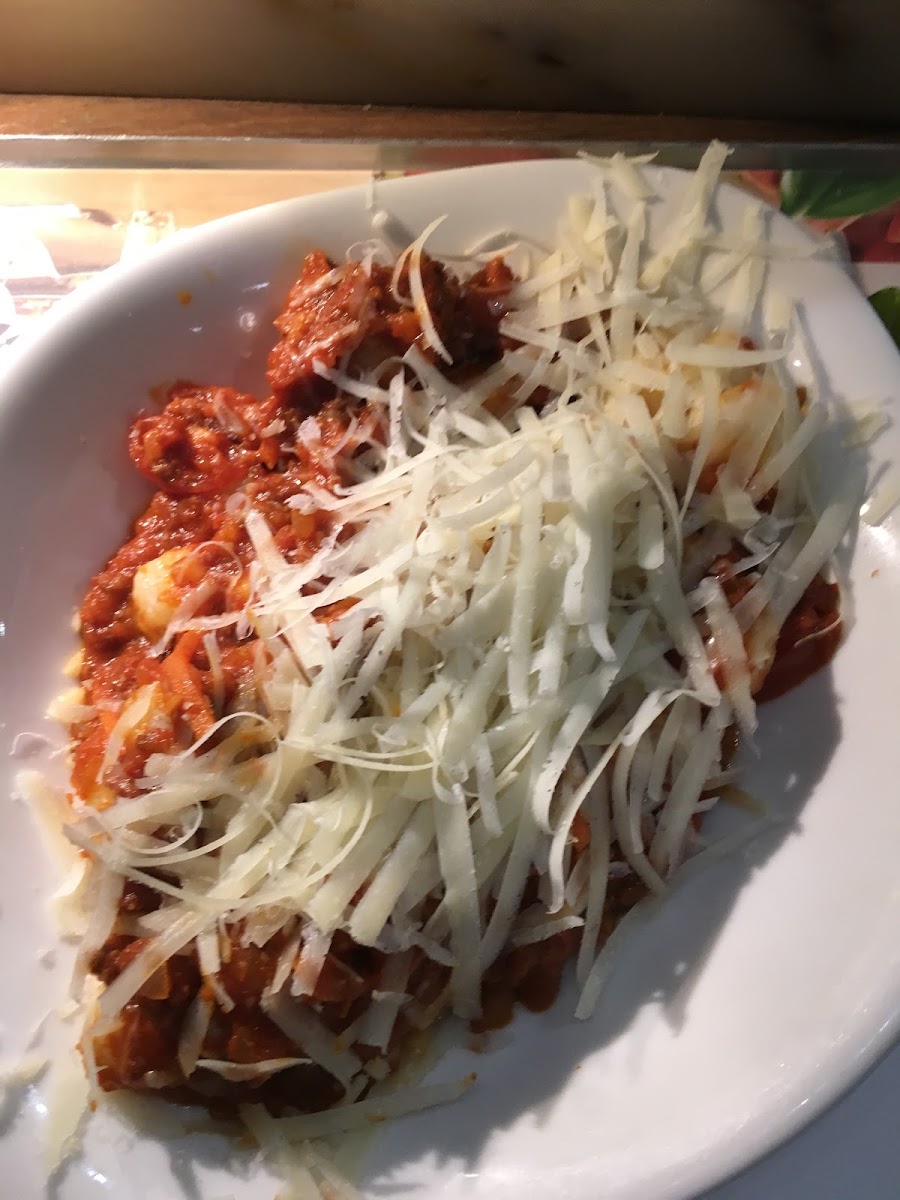 Gf gnocchi with bolognese sauce