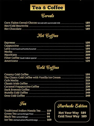 Bollywood Lounge menu 