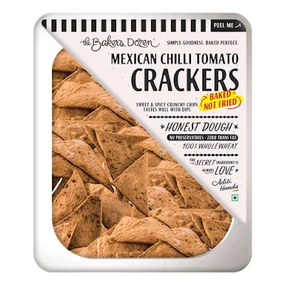 The Baker's Dozen Mexican Chilli Tomato Crackers - 100% Wholewheat - 100 gm