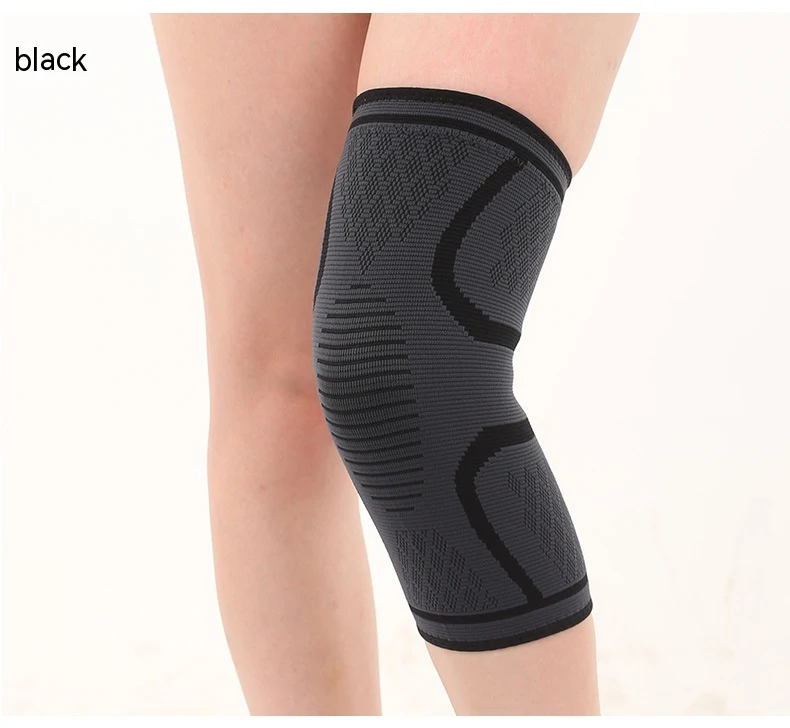 Joelheiras Esportivas de Nylon com Costura Dupla Ondulada Antiderrapantes Elásticas e Quentes para Esportes e Atividades.