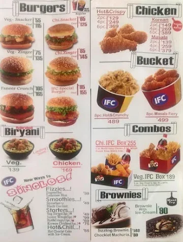 IFC restaurant menu 