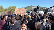 Students gathered outside parliament on September 4 2019 to protest against gender-based violence.