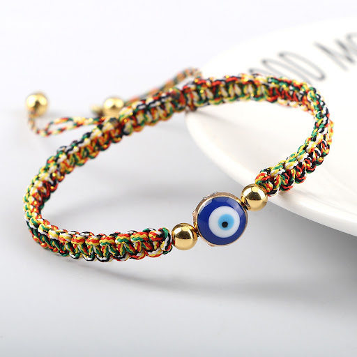 Title 7, Braided Bracelet Gold And Silver Color Beads Fl...