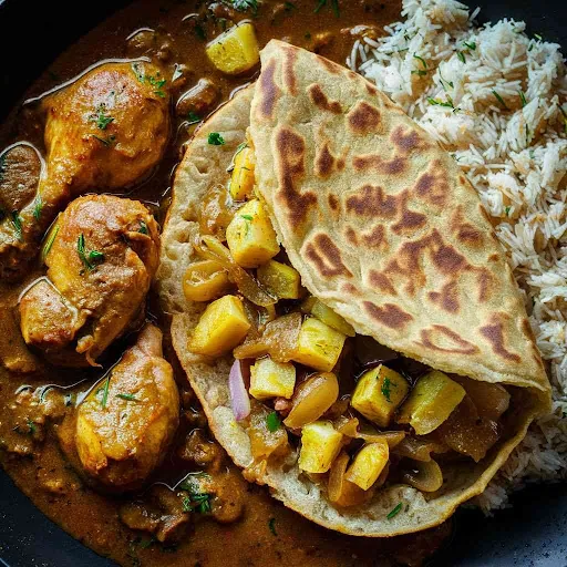 Allo Paratha (1peas) )+ Jeera Rice +chicken Curry