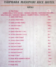 Yaiphaba Manipuri Rice Hotel menu 1