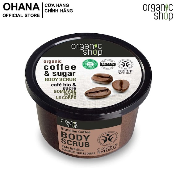 Tẩy Tế Bào Chết Toàn Thân Organic Shop Organic Brazilian Coffee & Sugar Body Scrub 250Ml - Hương Cà Phê