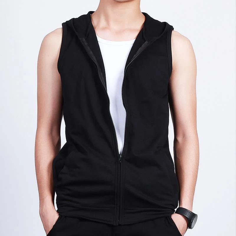 Men's Sleeveless Solid Color Hooded Vest for layering and casual wear. Provides comfort and style. Perfect for everyday 