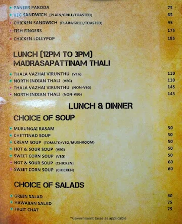 Madrasapattinam menu 