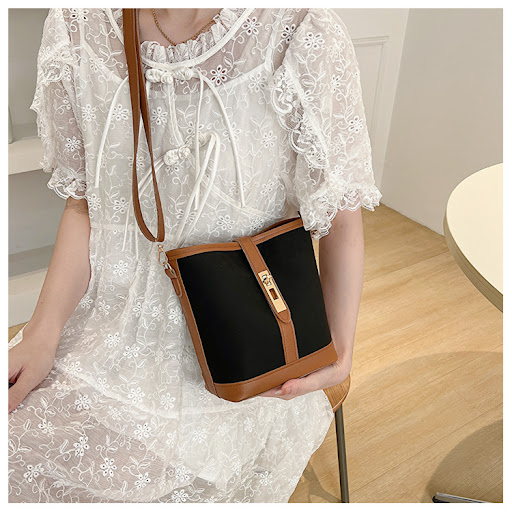 Title 1, New Contrast Color Texture Crossbody Bucket Bag...