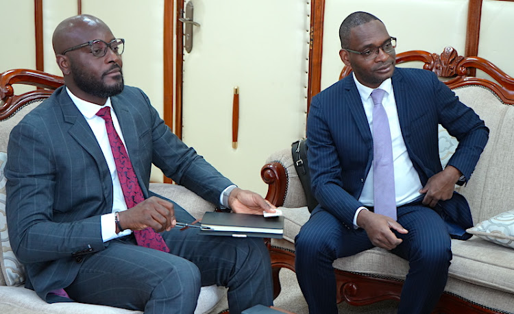 Members of African Guarantee Fund (AGF) Board during the meeting with Treasury CS Njuguna Ndungu.