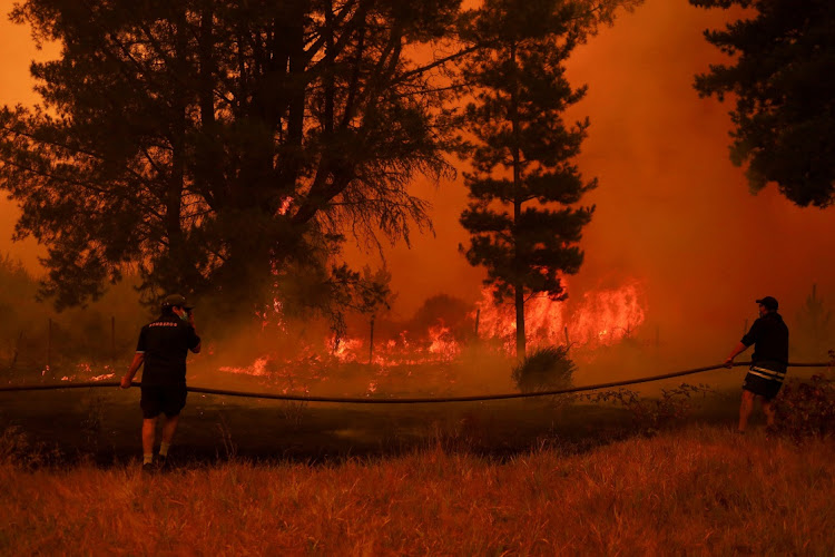 Local residents work to extinguish a wildfire in Santa Juana, near Concepcion, Chile, February 4 2023. Picture: AILEN DIAZ/REUTERS