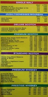 My Bar Headquarters menu 1