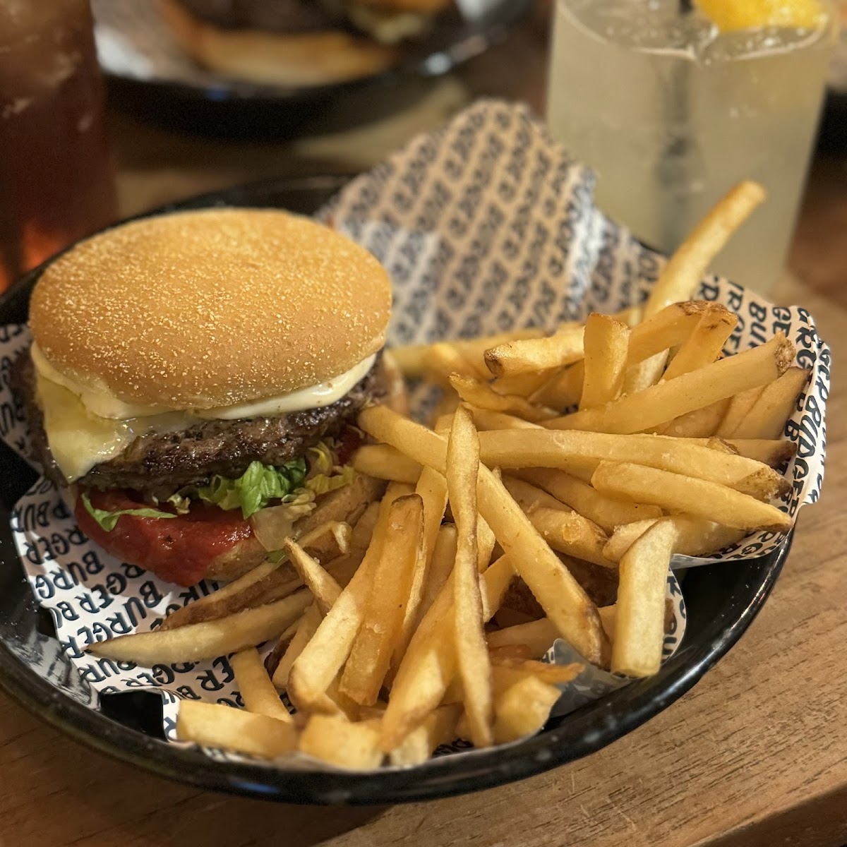 Beef burger and fries from the kids menu