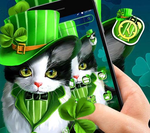 Lucky Clover Green Cap Cat Theme ?