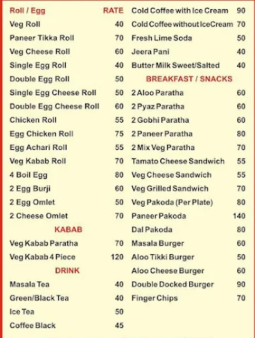 Kababs N Roll menu 