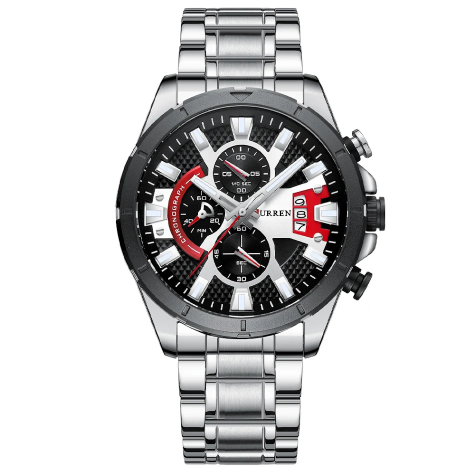Montre à quartz avec bracelet en acier et calendrier. Élégance intemporelle et précision horlogère pour un style sophistiqué au quotidien.