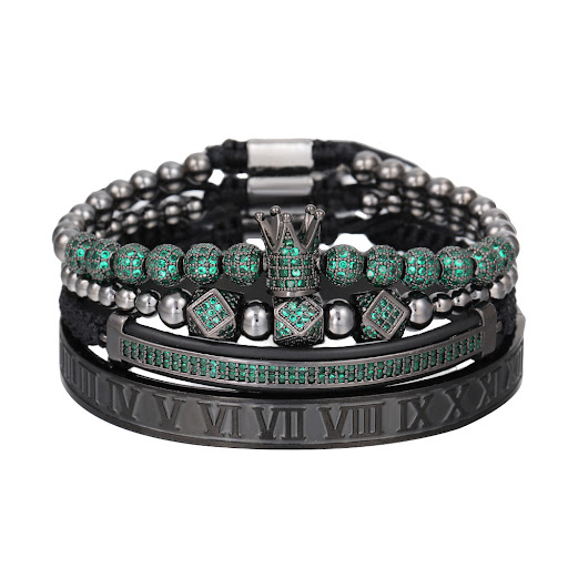 Title 2, Mens Micropaved CZ Diamond Ball Crown Bracelet...