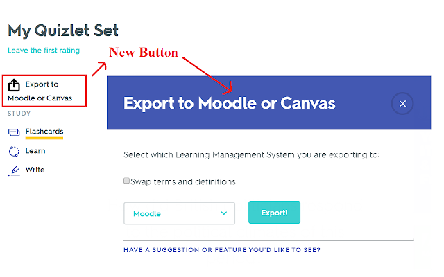 Export Quizlet to Moodle or Canvas